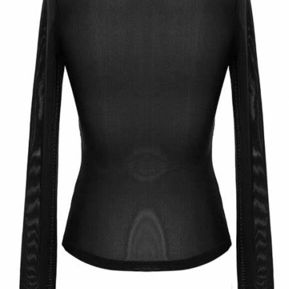 Devil Fashion Gothic Damask black sheer & velvet long sleeve top - Picture 12 of 12